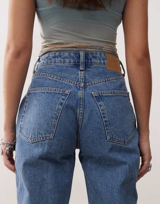 Weekday - Resolute - Stretchjeans met hoge taille en rechte pijpen in blauw, 4 van 5