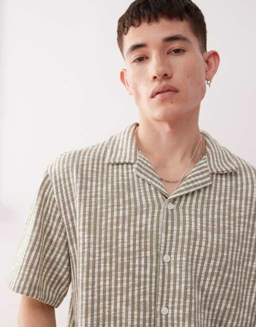 Weekday resort shirt in khaki and off-white stripe, 4 of 4