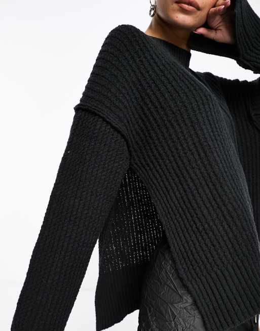 Heather Grey Ribbed Seam Detail Sweater