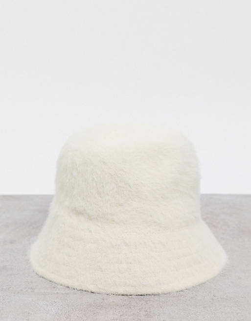 Weekday Rho fluffy brushed bucket hat in off white | ASOS