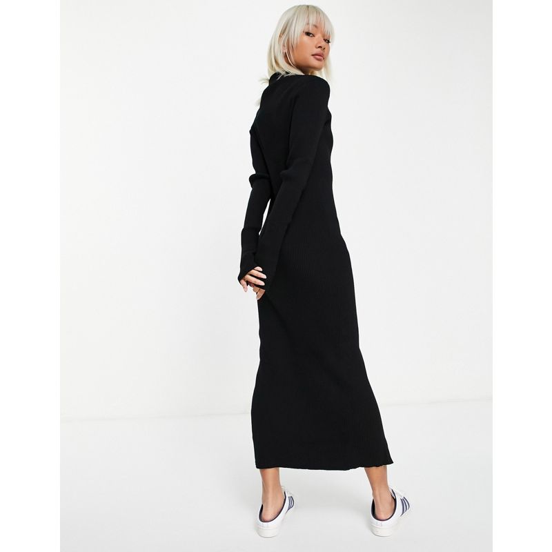 Vestiti Donna Weekday - Riana - Vestito lavorato a maglia con zip, colore nero