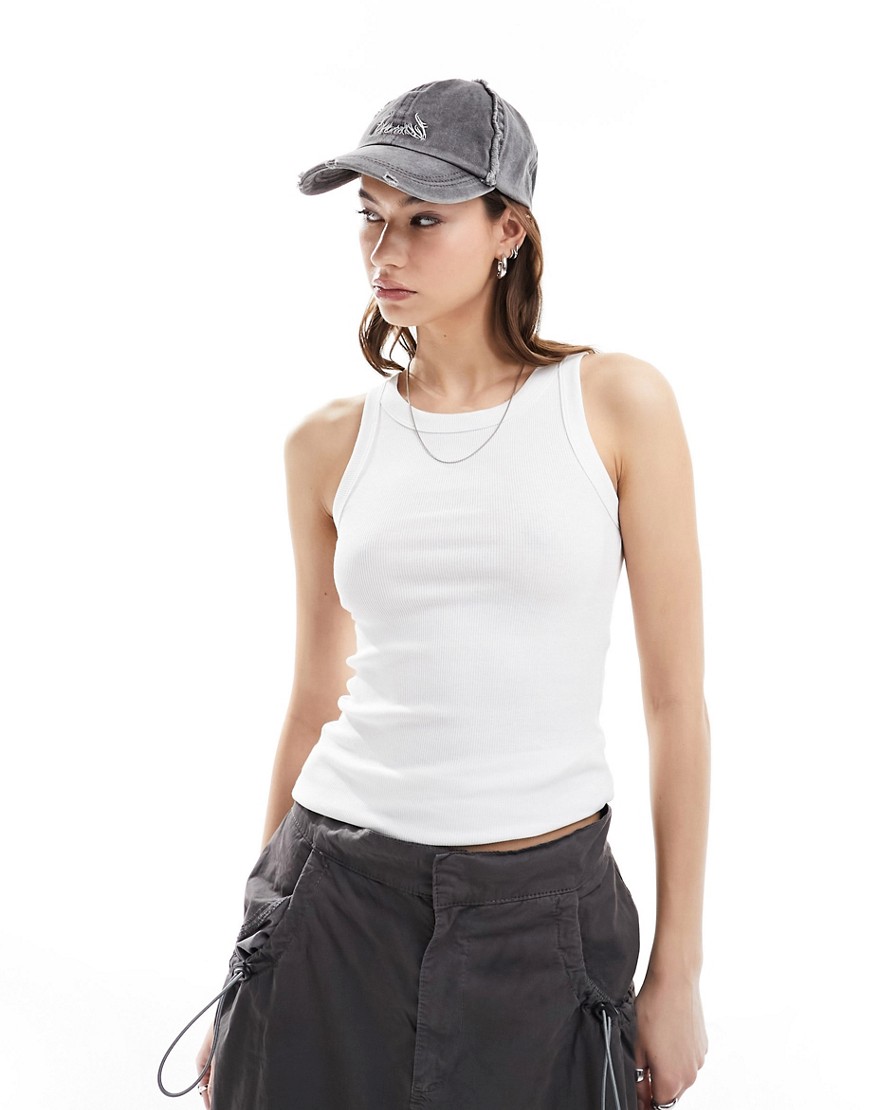 Weekday rib fitted tank top in white