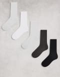 [Weekday] Weekday rib socks 5 pack in black white & grey 43 - 45 Black white & grey