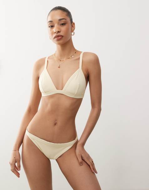 Weekday ribbed bikini bottoms in buttermilk yellow