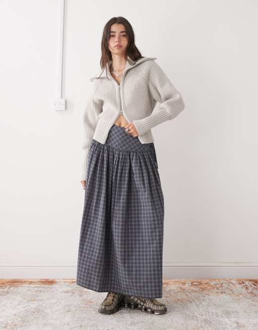Weekday ribbed knit zip through cardigan in off-white, 2 of 4