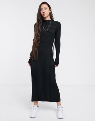 Weekday ribbed knitted maxi dress in 