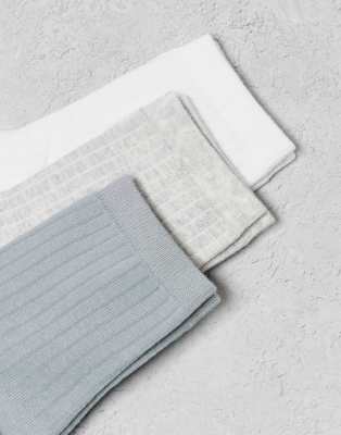 Weekday Ribbed Socks 3-pack In Blue