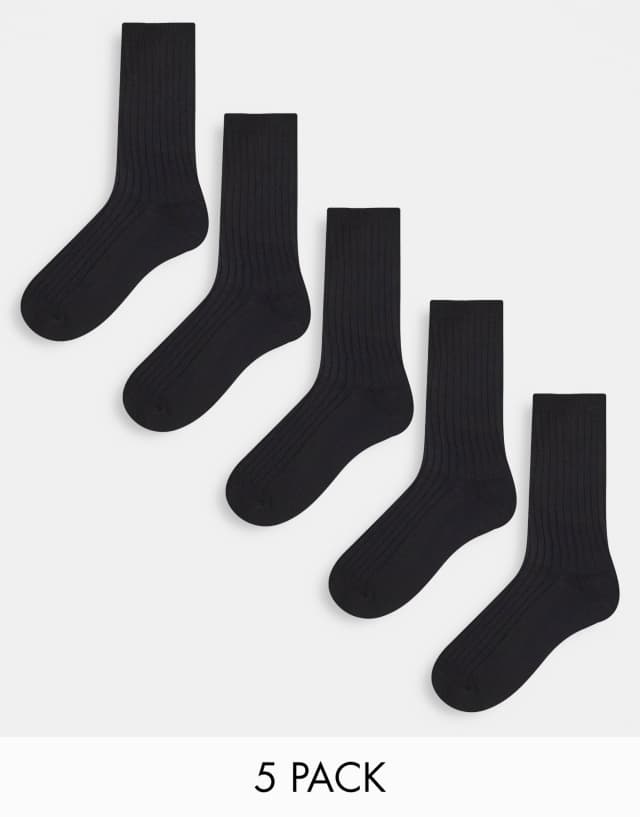 Weekday ribbed socks 5-pack in black