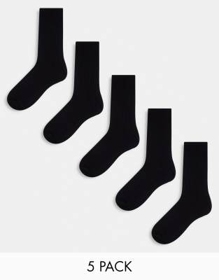 Weekday Ribbed Socks 5-pack In Black