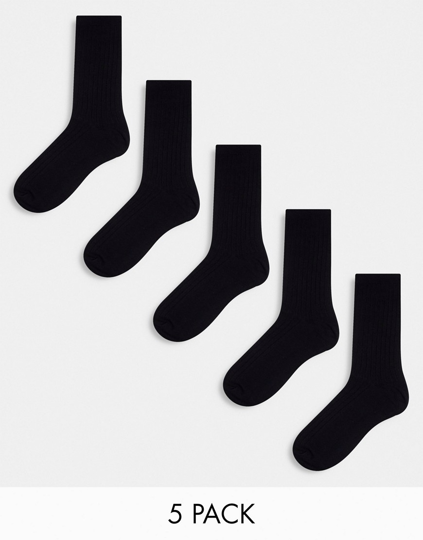 Weekday ribbed socks 5-pack in black