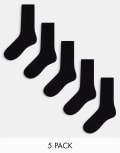 [Weekday] Weekday ribbed socks 5 pack in black 43 - 45 Black