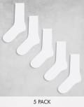 [Weekday] Weekday ribbed socks 5 pack in white 40-42 M White