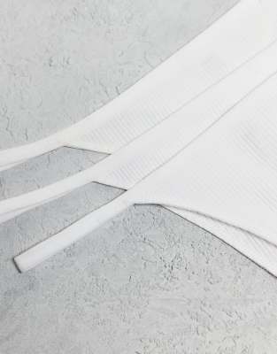 Weekday Ribbed Thong 3-pack In White
