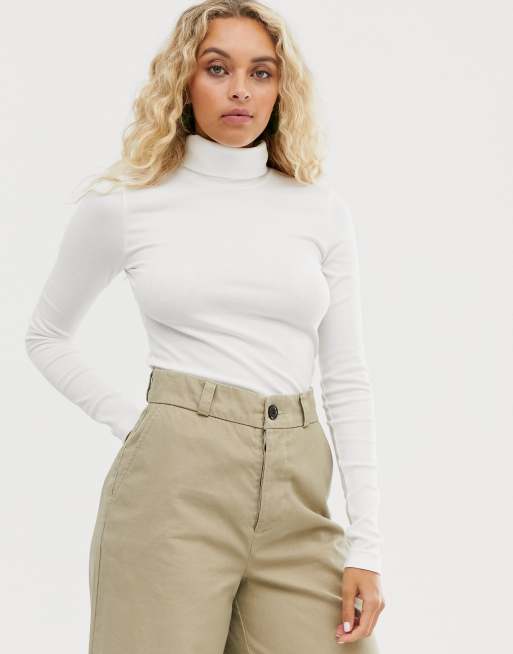 Cream hot sale ribbed turtleneck