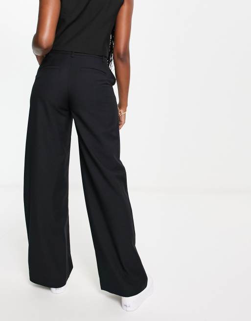 Weekday Riley wide leg pants in black | ASOS