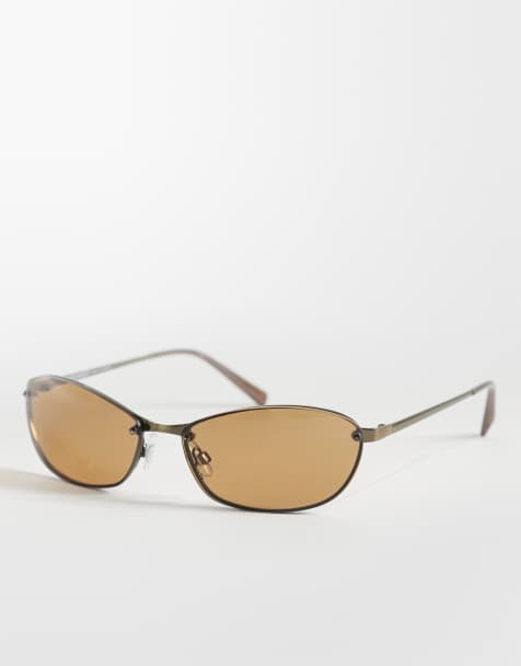 Weekday rimless oval sunglasses in brass - view 1