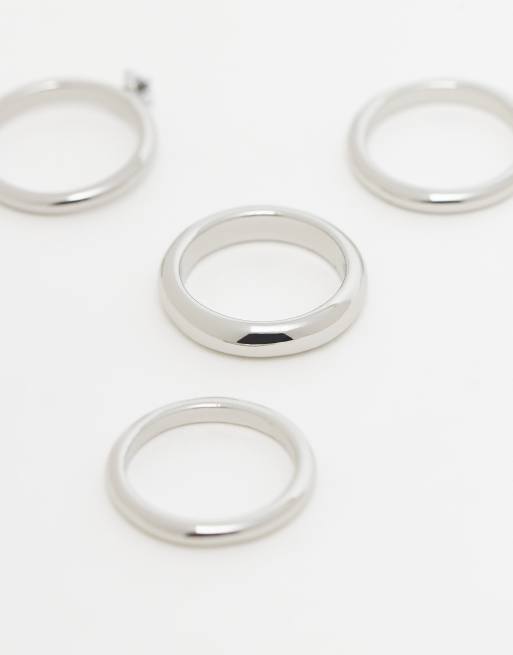 Weekday ring multipack with rhinestone detail in silver | ASOS