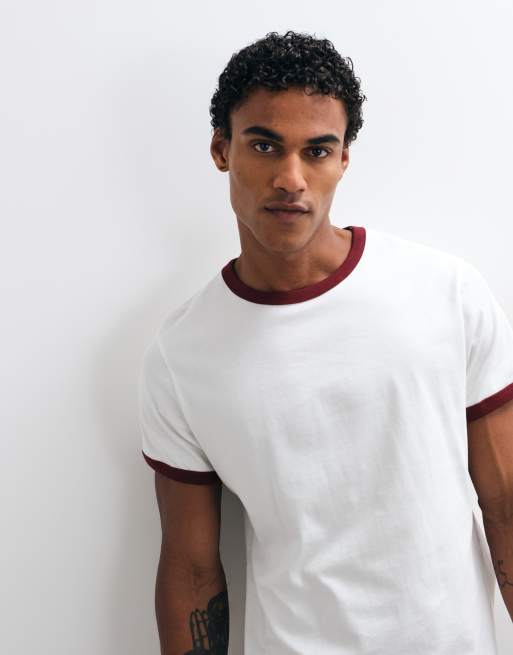 Weekday ringer T-shirt i hvid med rød kant, 4 af 5