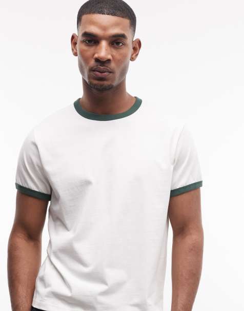 Weekday ringer t-shirt in off-white with green contrast rib - view 1