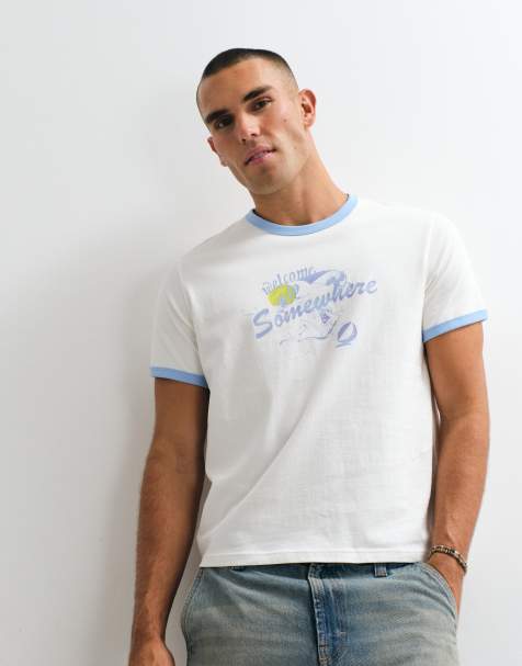 Weekday ringer T-shirt med grafisk print i råhvid - view 1