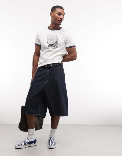Weekday - Ringer T-shirt met grafische stripprint in wit, 2 van 5