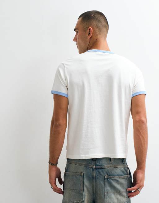 Weekday ringer t-shirt with graphic print in off-white, 3 of 5