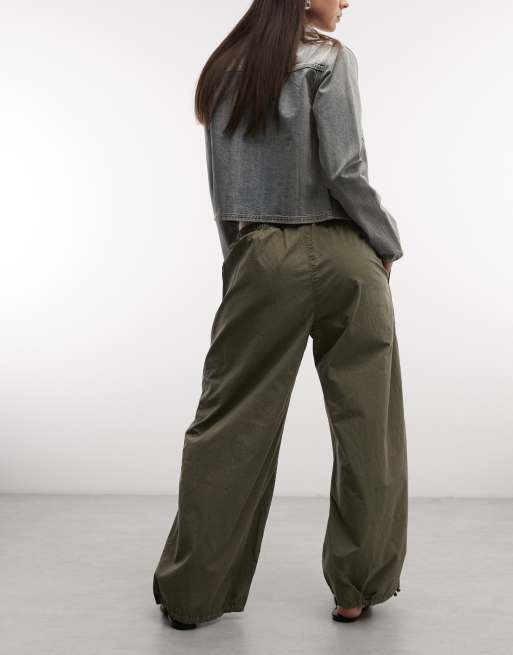 Weekday ripstop oversized drawstring pants in khaki, 5 of 5