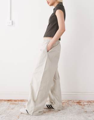 Weekday Ripstop Oversized Drawstring Pants In Brown