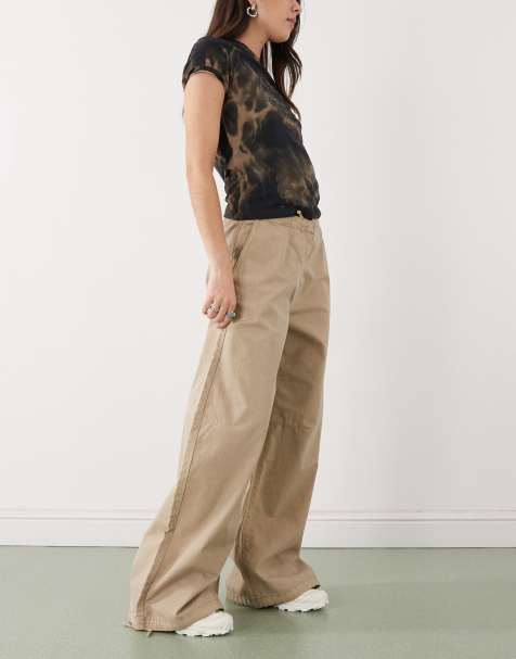 Weekday ripstop wide leg pants in washed beige - view 1