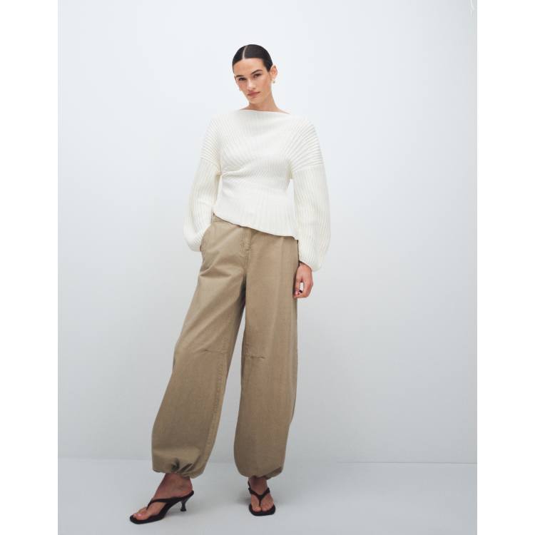 Weekday ripstop wide leg pants in washed beige | ASOS