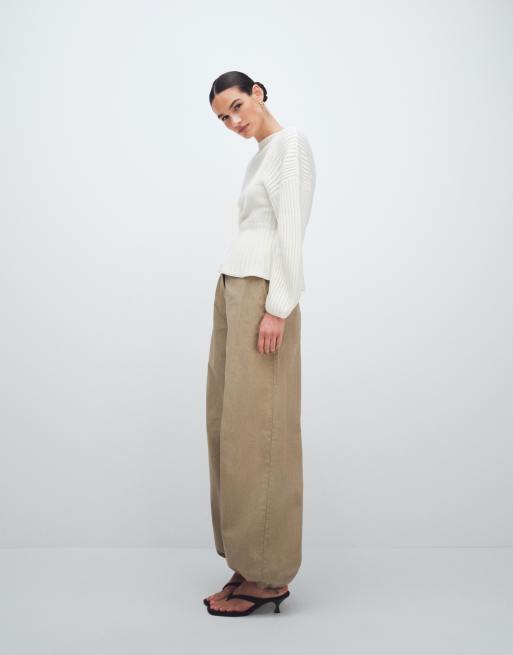 Weekday ripstop wide leg pants in washed beige, 2 of 11