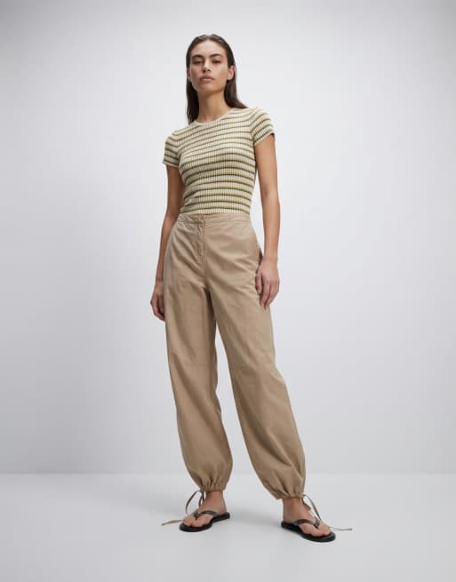 Weekday ripstop wide leg trousers in washed beige, 10 of 11