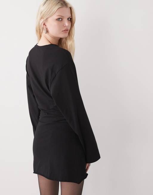 Weekday - Robe courte à manches longues et taille cintrée - Noir, 4 de 4