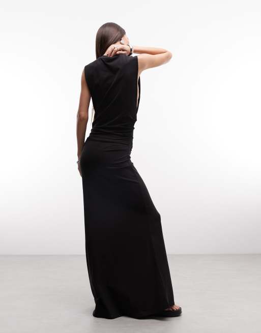 Weekday - Robe longue à emmanchures larges et détails froncés - Noir, 4 de 4