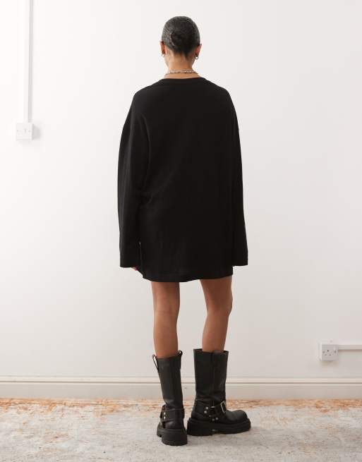 Weekday - Robe t-shirt oversize à manches longues - Noir, 4 de 4