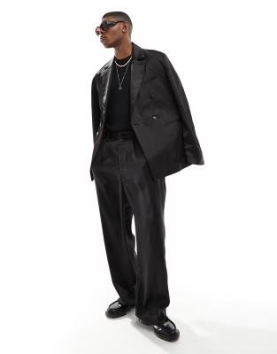 Weekday Roberto Regular Fit Satin Blazer In Black