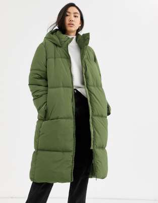 Weekday Robin padded coat in khaki green