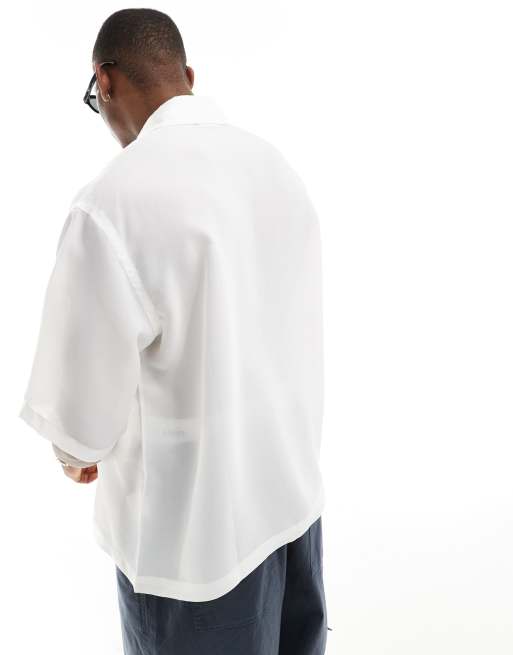Weekday – Roger – Biała koszula oversize z organzy, 2 z 4