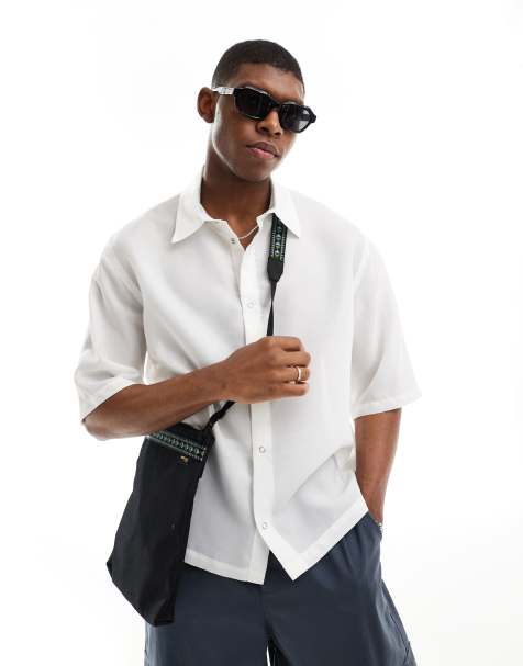 Weekday Roger oversized organza shirt in white - view 1