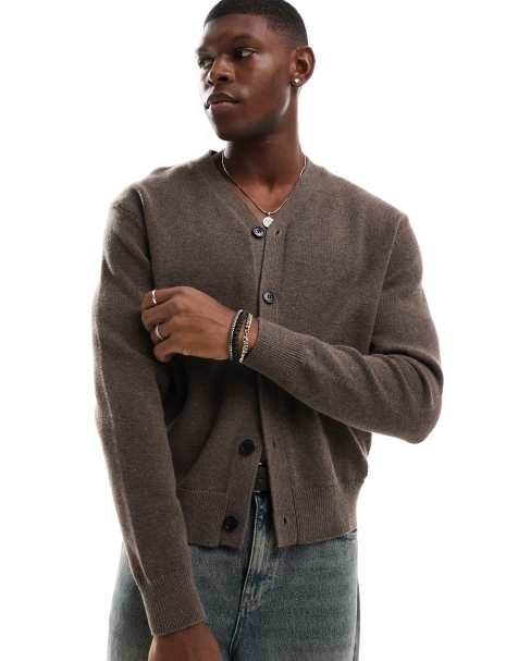 Weekday – Ronnie – Strickjacke in meliertem Braun - view 1