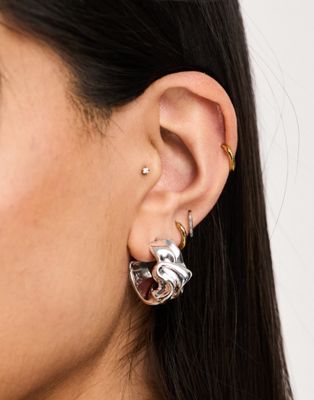 Weekday Rosa hammered hoop earrings in silver