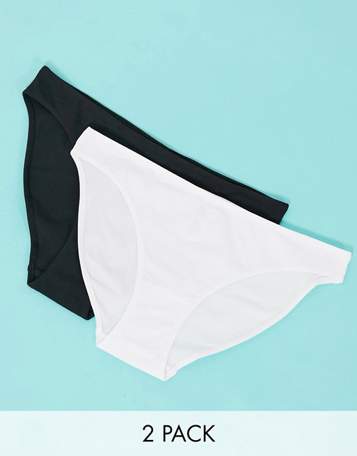 Weekday Rosalia organic cotton brief 2-pack in black and white