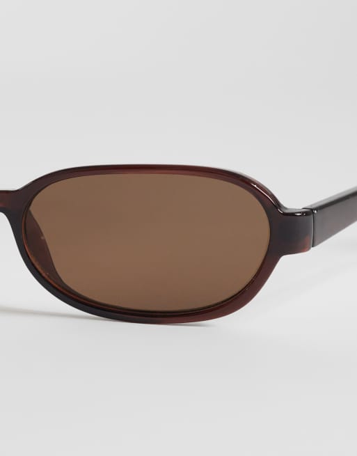 Weekday – Rose – Ciemnobrązowe owalne okulary przeciwsłoneczne, 2 z 3