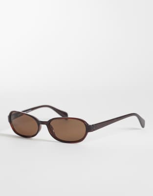 Weekday Rose Oval Sunglasses In Brown