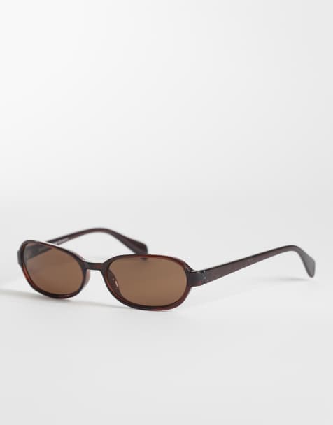 Weekday Rose oval sunglasses in dark brown - view 1