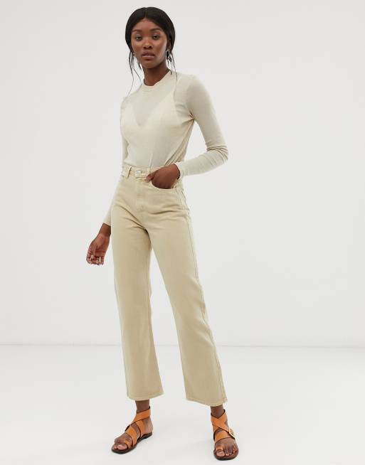 Weekday Row cotton slim straight leg in sand | ASOS