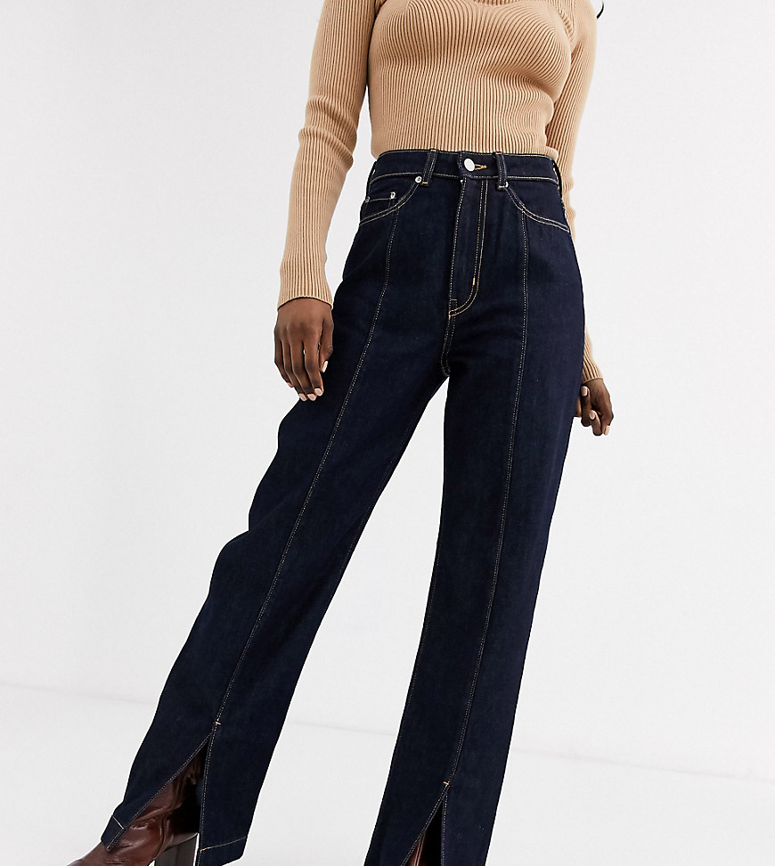 Weekday - Row - Jeans met hoge taille van organisch katoen in donkerblauwe wassing