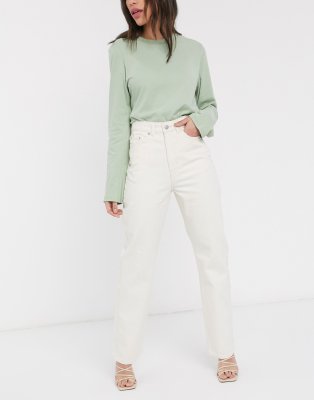 weekday row white jeans