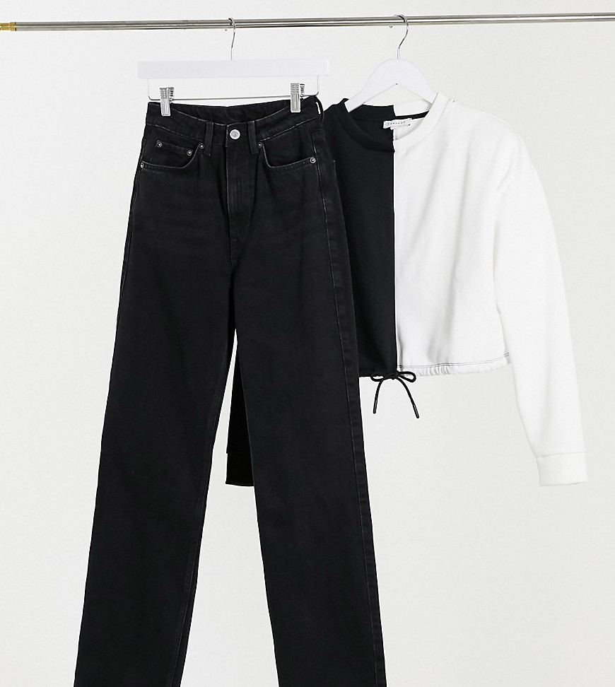 Weekday – Row – Schmale Jeans aus Bio-Baumwolle in Echo-Schwarz mit geradem Beinschnitt