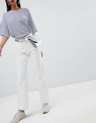 white slim straight jeans